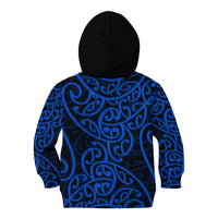 New Zealand Kid Hoodie Maori Pattern Blue LT6 - Wonder Print Shop