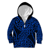 New Zealand Kid Hoodie Maori Pattern Blue LT6 - Wonder Print Shop