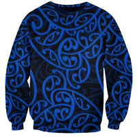 New Zealand Sweatshirt Maori Pattern Blue LT6 - Wonder Print Shop