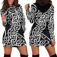 New Zealand Hoodie Dress Maori Pattern White LT6 - Wonder Print Shop
