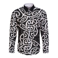 New Zealand Long Sleeve Button Shirt Maori Pattern White LT6 - Wonder Print Shop