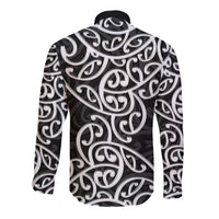 New Zealand Long Sleeve Button Shirt Maori Pattern White LT6 - Wonder Print Shop