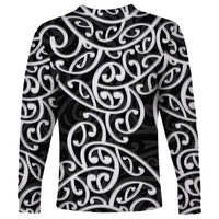 New Zealand Long Sleeve Shirt Maori Pattern White LT6 - Wonder Print Shop