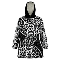 New Zealand Wearable Blanket Hoodie Maori Pattern White LT6 - Wonder Print Shop