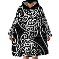 New Zealand Wearable Blanket Hoodie Maori Pattern White LT6 - Wonder Print Shop