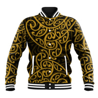 New Zealand Baseball Jacket Maori Pattern Gold LT6 - Wonder Print Shop