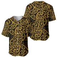 New Zealand Baseball Jersey Maori Pattern Gold LT6 - Wonder Print Shop