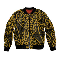 New Zealand Bomber Jacket Maori Pattern Gold LT6 - Wonder Print Shop
