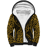 New Zealand Sherpa Hoodie Maori Pattern Gold LT6 - Wonder Print Shop
