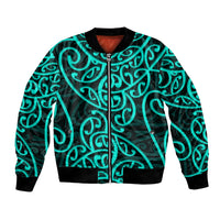 New Zealand Bomber Jacket Maori Pattern Turquoise LT6 - Wonder Print Shop