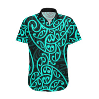 New Zealand Hawaiian Shirt Maori Pattern Turquoise LT6 - Wonder Print Shop