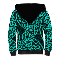 New Zealand Sherpa Hoodie Maori Pattern Turquoise LT6 - Wonder Print Shop