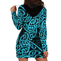 New Zealand Hoodie Dress Maori Pattern Light Blue LT6 - Wonder Print Shop