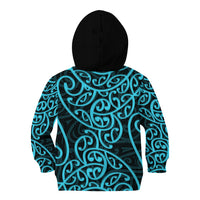New Zealand Kid Hoodie Maori Pattern Light Blue LT6 - Wonder Print Shop