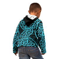 New Zealand Kid Hoodie Maori Pattern Light Blue LT6 - Wonder Print Shop