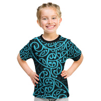 New Zealand Kid T Shirt Maori Pattern Light Blue LT6 - Wonder Print Shop
