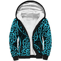 New Zealand Sherpa Hoodie Maori Pattern Light Blue LT6 - Wonder Print Shop