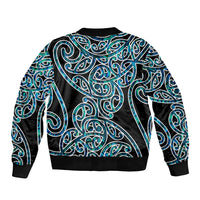 New Zealand Sleeve Zip Bomber Jacket Maori Pattern Papua Shell LT6 - Wonder Print Shop