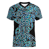 New Zealand Women V Neck T Shirt Maori Pattern Papua Shell LT6 - Wonder Print Shop
