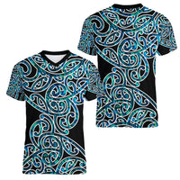 New Zealand Women V Neck T Shirt Maori Pattern Papua Shell LT6 - Wonder Print Shop