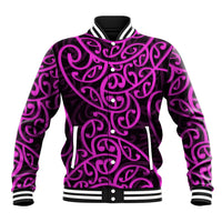 New Zealand Baseball Jacket Maori Pattern Purple LT6 - Wonder Print Shop