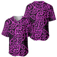 New Zealand Baseball Jersey Maori Pattern Purple LT6 - Wonder Print Shop