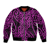 New Zealand Bomber Jacket Maori Pattern Purple LT6 - Wonder Print Shop