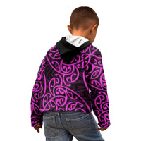 New Zealand Kid Hoodie Maori Pattern Purple LT6 - Wonder Print Shop