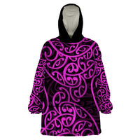 New Zealand Wearable Blanket Hoodie Maori Pattern Purple LT6 - Wonder Print Shop