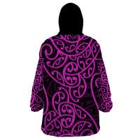 New Zealand Wearable Blanket Hoodie Maori Pattern Purple LT6 - Wonder Print Shop