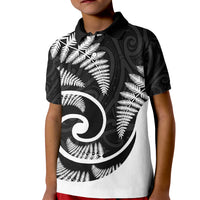 New Zealand Kid Polo Shirt Maori With Silver Fern White LT6 - Wonder Print Shop