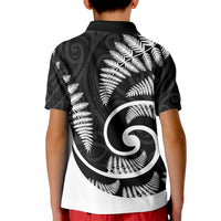 New Zealand Kid Polo Shirt Maori With Silver Fern White LT6 - Wonder Print Shop