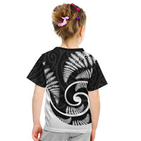 New Zealand Kid T Shirt Maori With Silver Fern White LT6 - Wonder Print Shop