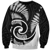 New Zealand Sweatshirt Maori With Silver Fern White LT6 - Wonder Print Shop