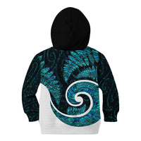 New Zealand Kid Hoodie Maori With Silver Fern Papua Shell Green Ver.1 LT6 - Wonder Print Shop