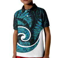 New Zealand Kid Polo Shirt Maori With Silver Fern Papua Shell Green Ver.1 LT6 - Wonder Print Shop