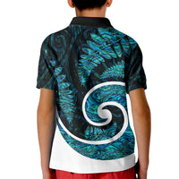 New Zealand Kid Polo Shirt Maori With Silver Fern Papua Shell Green Ver.1 LT6 - Wonder Print Shop