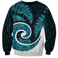 New Zealand Sweatshirt Maori With Silver Fern Papua Shell Green Ver.1 LT6 - Wonder Print Shop