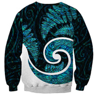 New Zealand Sweatshirt Maori With Silver Fern Papua Shell Green Ver.1 LT6 - Wonder Print Shop