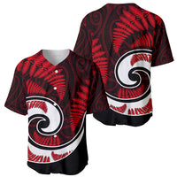 New Zealand Baseball Jersey Maori With Silver Fern Red LT6 - Wonder Print Shop