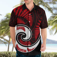 New Zealand Hawaiian Shirt Maori With Silver Fern Red LT6 - Wonder Print Shop