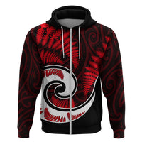 New Zealand Hoodie Maori With Silver Fern Red LT6 - Wonder Print Shop