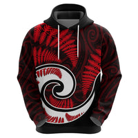 New Zealand Hoodie Maori With Silver Fern Red LT6 - Wonder Print Shop
