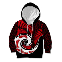 New Zealand Kid Hoodie Maori With Silver Fern Red LT6 - Wonder Print Shop