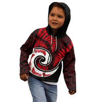 New Zealand Kid Hoodie Maori With Silver Fern Red LT6 - Wonder Print Shop