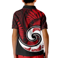New Zealand Kid Polo Shirt Maori With Silver Fern Red LT6 - Wonder Print Shop