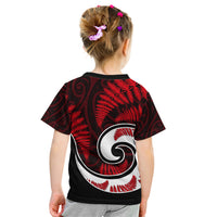New Zealand Kid T Shirt Maori With Silver Fern Red LT6 - Wonder Print Shop