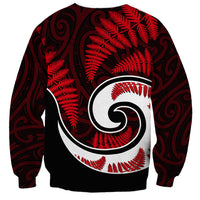 New Zealand Sweatshirt Maori With Silver Fern Red LT6 - Wonder Print Shop