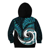 New Zealand Kid Hoodie Maori With Silver Fern Papua Shell Green Ver.2 LT6 - Wonder Print Shop