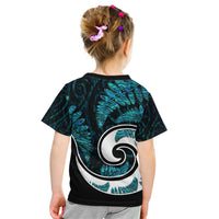 New Zealand Kid T Shirt Maori With Silver Fern Papua Shell Green Ver.2 LT6 - Wonder Print Shop